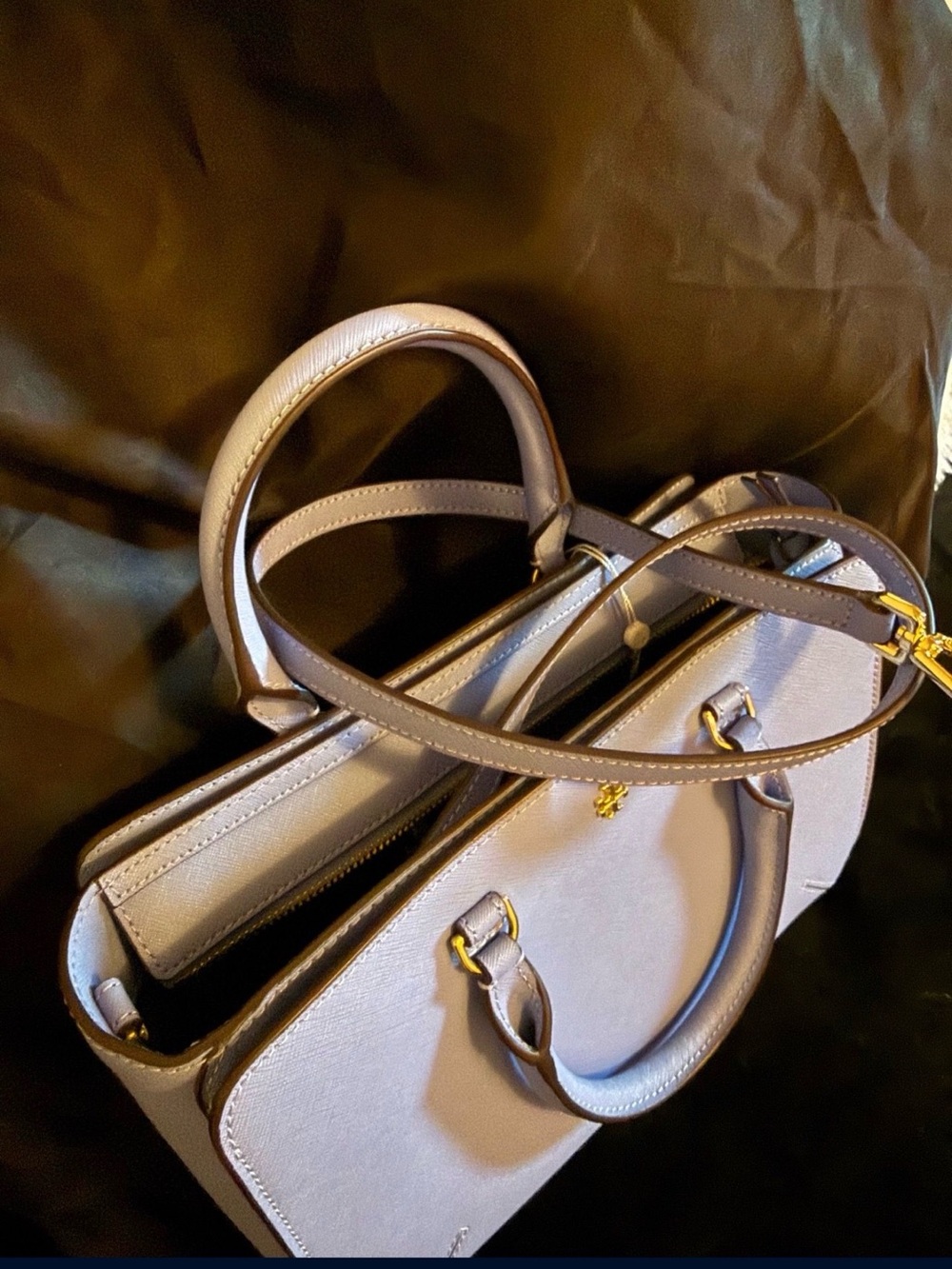 Tory Burch Small Top-Handle Satchel in Periwinkle - Picture 5 of 7